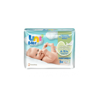 Uni Baby Hassas Dokunuş 6-12 Ay Islak Mendil 52 Yaprak - 3 Adet