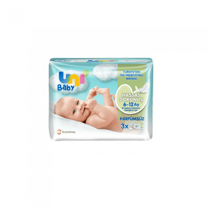 Uni Baby Hassas Dokunuş 6-12 Ay Islak Mendil 52 Yaprak - 3 Adet Uni Baby Hassas Dokunuş 6-12 Ay Islak Mendil 52 Yaprak - 3 Adet