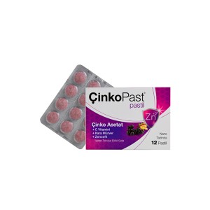 Çinkopast C Vitamini Zencefil Karamürver İçeren Takviye Edici Gıda 12 Pastil