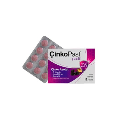 Çinkopast C Vitamini Zencefil Karamürver İçeren Takviye Edici Gıda 12 Pastil