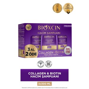Bioxcin Collagen & Biotin Ekstra Hacim Şampuanı 3 X 300 ml 3 Al 2 Öde