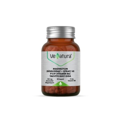 Venatura Magnezyum Bisglisinat + Sitrat Ve P-5-P Vitamin B6 60 Kapsül