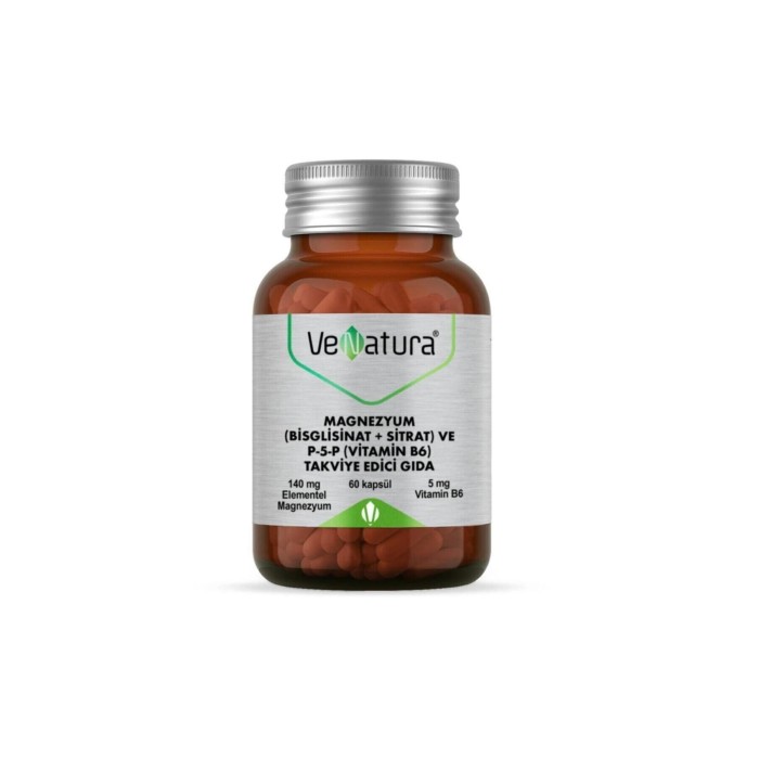 Venatura Magnezyum Bisglisinat + Sitrat Ve P-5-P Vitamin B6 60 Kapsül