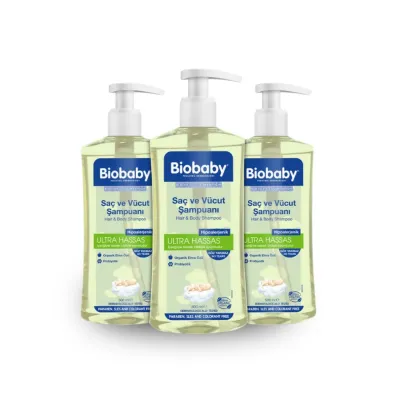 Biobaby Ultra Hassas Bebek Saç ve Vücut Şampuanı 3x500 ml