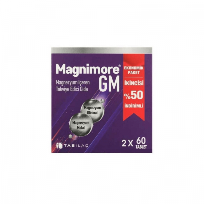 Magnimore GM Magnezyum 60 Tablet 2'li Avantajlı Paket Magnimore GM Magnezyum 60 Tablet 2'li Avantajlı Paket