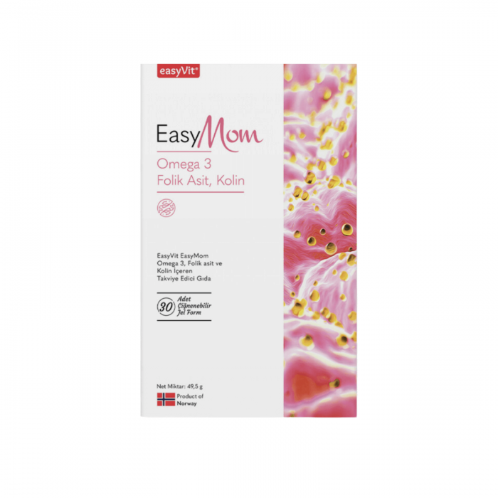 EasyMom Omega 3 Folik Asit ve Kolin İçeren Takviye Edici Gıda 30 Adet