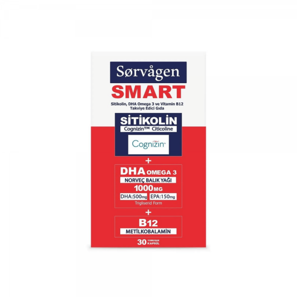 Sorvagen Smart Sitikolin DHA Omega 3 ve B12 30 Kapsül