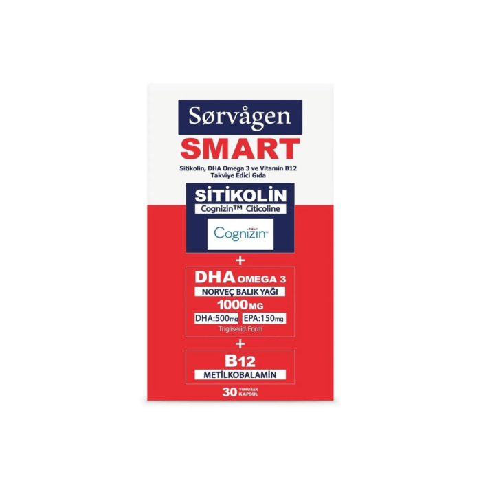 Sorvagen Smart Sitikolin DHA Omega 3 ve B12 30 Kapsül Sorvagen Smart Sitikolin DHA Omega 3 ve B12 30 Kapsül