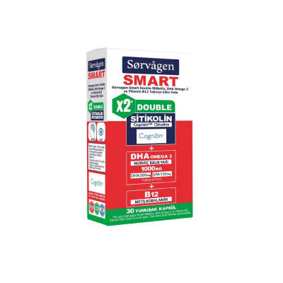 Sorvagen Smart Double Sitikolin DHA Omega 3 ve B12 30 Kapsül