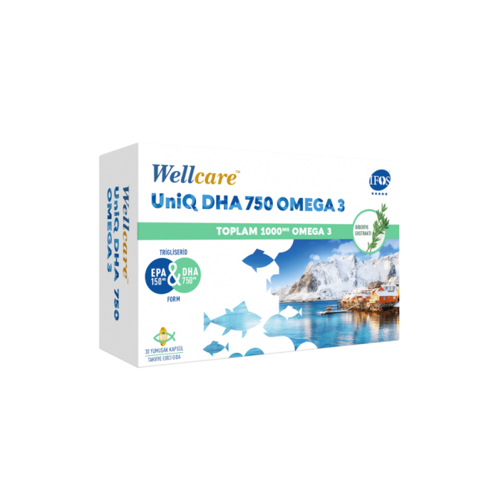 Wellcare UniQ DHA 750 Omega 3 Balık Yağı 30 Kapsül Wellcare UniQ DHA 750 Omega 3 Balık Yağı 30 Kapsül