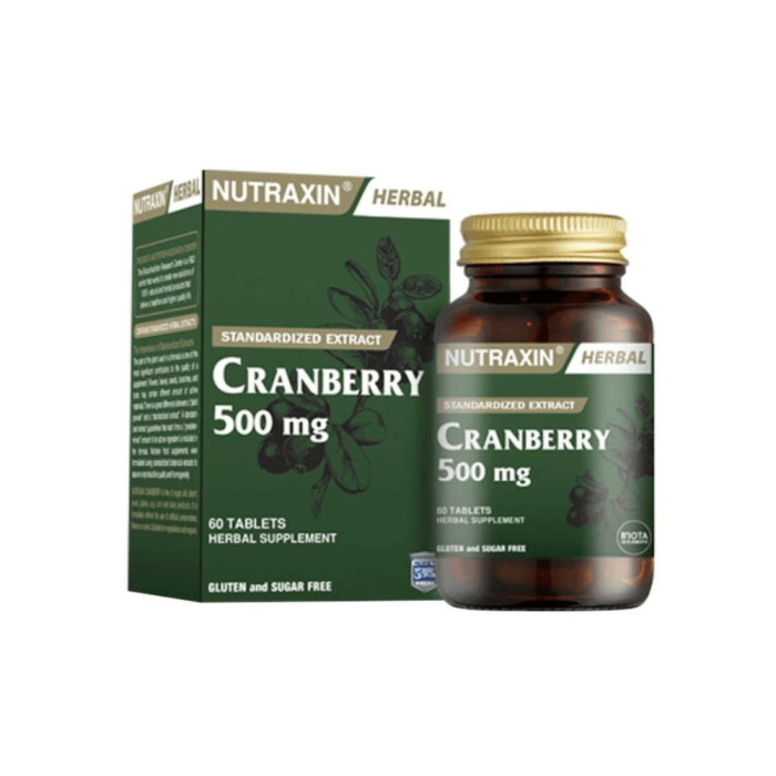 Nutraxin Cranberry 500 mg 60 Tablet Nutraxin Cranberry 500 mg 60 Tablet