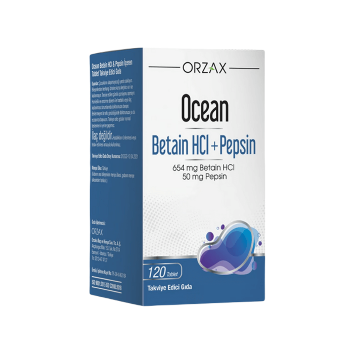 Orzax Ocean Betain HCI+ Pepsin Takviye Edici Gıda 120 Tablet Orzax Ocean Betain HCI+ Pepsin Takviye Edici Gıda 120 Tablet