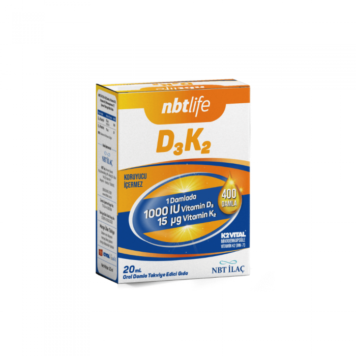 Nbt Life D3K2 Damla Takviye Edici Gıda 20 ml Nbt Life D3K2 Damla Takviye Edici Gıda 20 ml