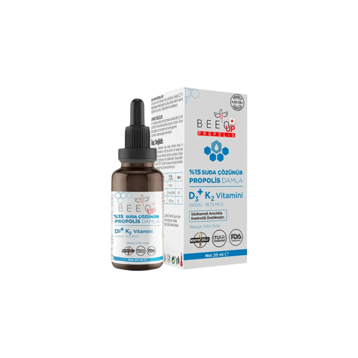 Bee'O UP %15 Suda Çözünür Propolis + D3K2 Damla 20 ml Bee'O UP %15 Suda Çözünür Propolis + D3K2 Damla 20 ml