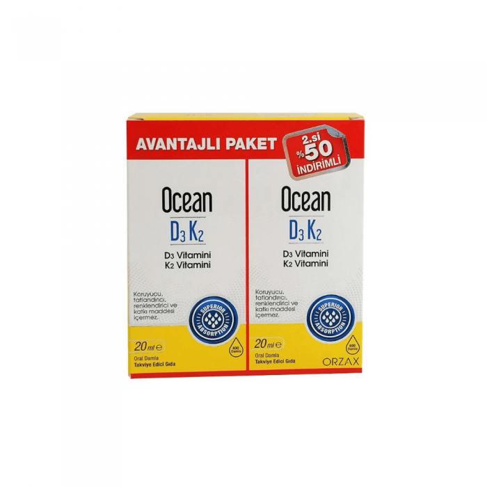 Orzax Ocean D3 K2 20 ml Takviye Edici Gıda Avantajlı Paket