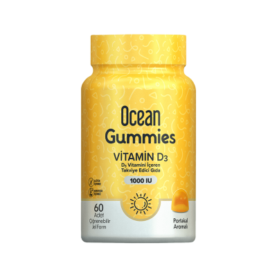 Orzax Ocean Gummies Vitamin D3 1000 IU 60 Çiğnenebilir Jel Form