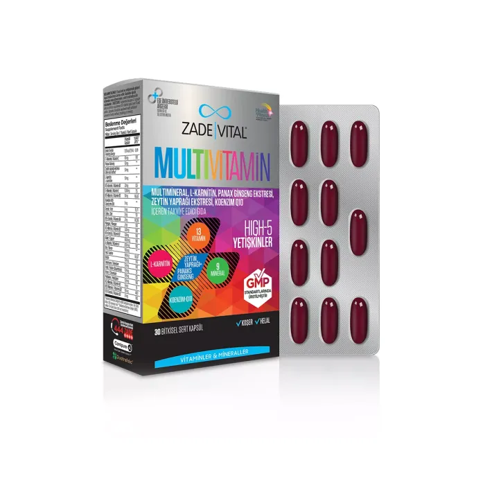 Zade Vital Multivitamin 30 Bitkisel Sert Kapsül