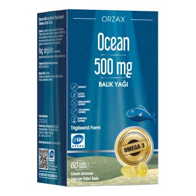 Orzax Ocean Balık Yağı 500 mg Limon Aromalı 60 Softjel Kapsül