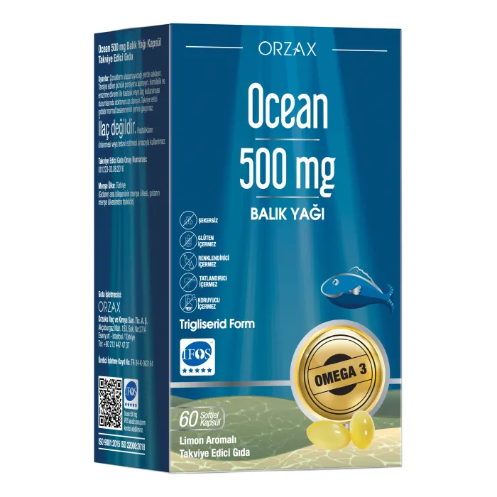 Orzax Ocean Balık Yağı 500 mg Limon Aromalı 60 Softjel Kapsül Orzax Ocean Balık Yağı 500 mg Limon Aromalı 60 Softjel Kapsül
