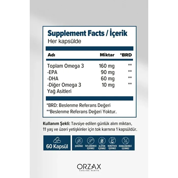 Orzax Ocean Balık Yağı 500 mg Limon Aromalı 60 Softjel Kapsül Orzax Ocean Balık Yağı 500 mg Limon Aromalı 60 Softjel Kapsül