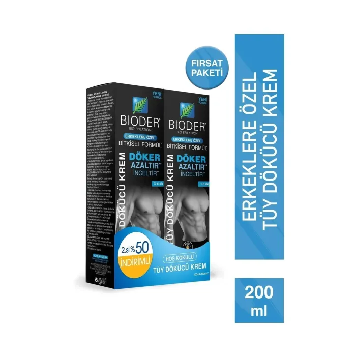 Bioder Tüy Dökücü Krem Erkek 100 ml 2'li Bioder Tüy Dökücü Krem Erkek 100 ml 2'li
