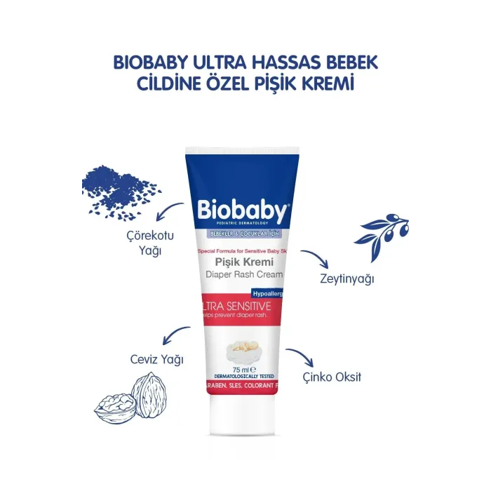 Biobaby Ultra Hassas Pişik Giderici Krem 75 ml Biobaby Ultra Hassas Pişik Giderici Krem 75 ml