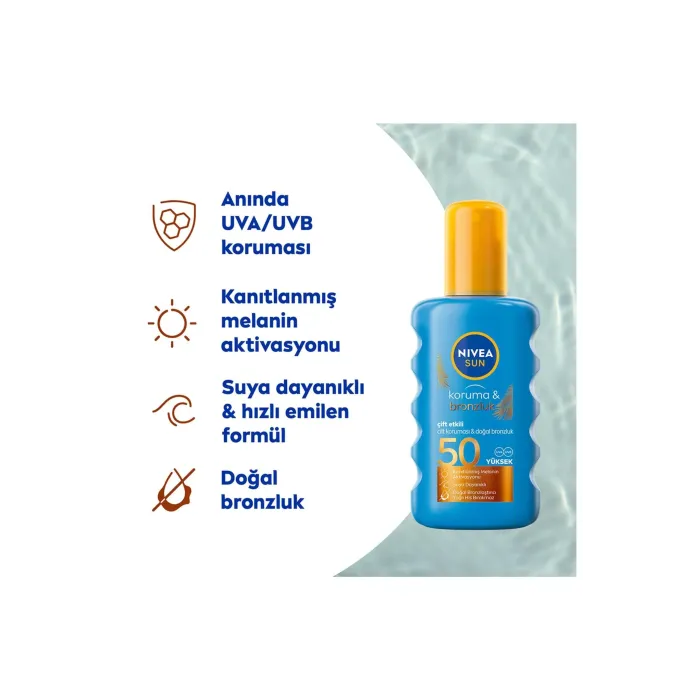 Nivea Sun Koruma ve Bronzluk Spf 50 Güneş Spreyi 200 ml