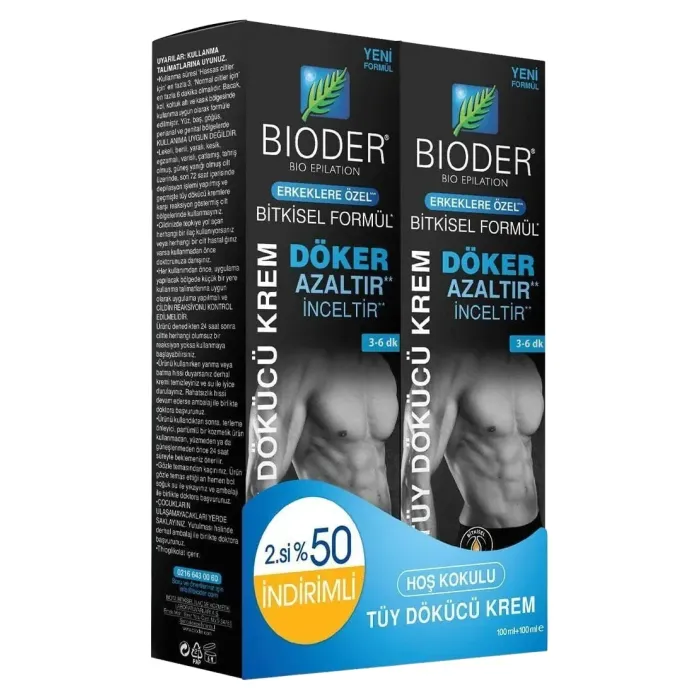 Bioder Tüy Dökücü Krem Erkek 100 ml 2'li Bioder Tüy Dökücü Krem Erkek 100 ml 2'li
