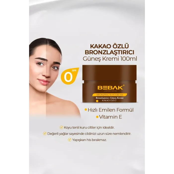 Bebak Kakao Özlü Bronzlaştırıcı Güneş Kremi 100 ml